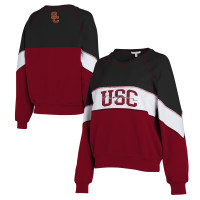 USC Trojans Women's Cardinal Colorblock Crew Neck Sweatshirt